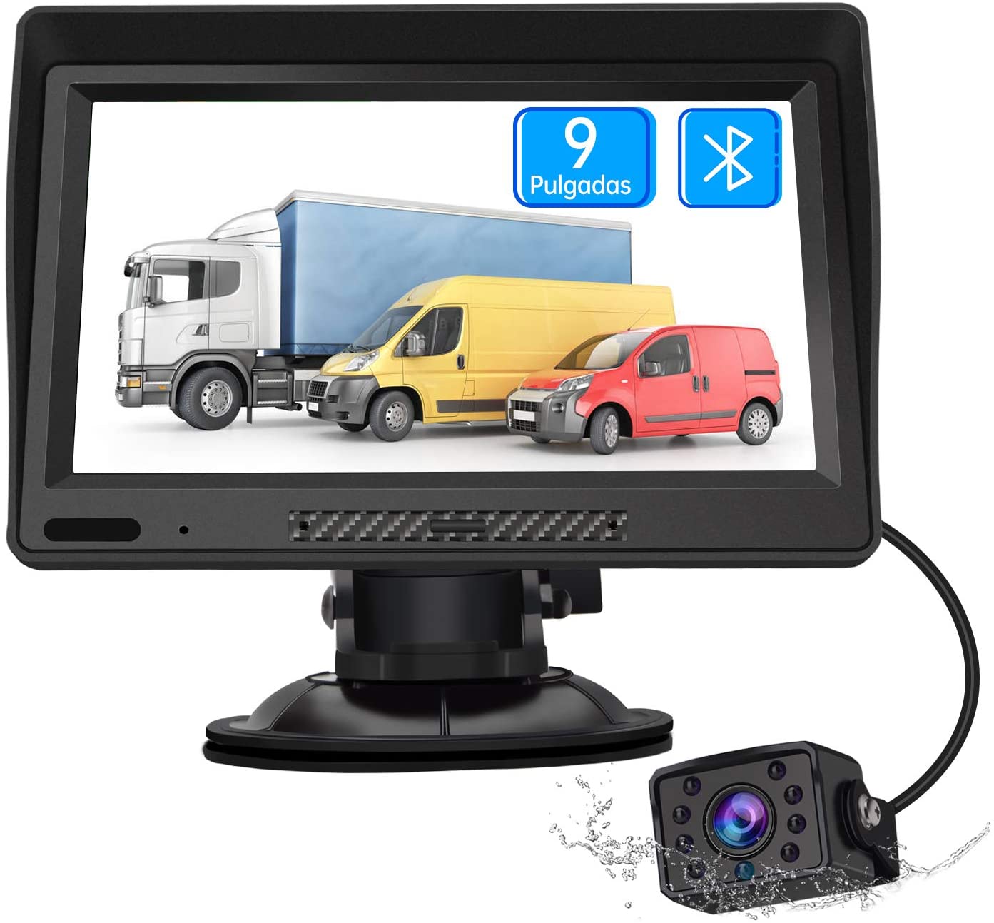 AWESAFE Navegador GPS para Camiones y Coches con Bluetooth y Cámara Trasera de 9 Pulgadas Pantalla LCD Multimedia
