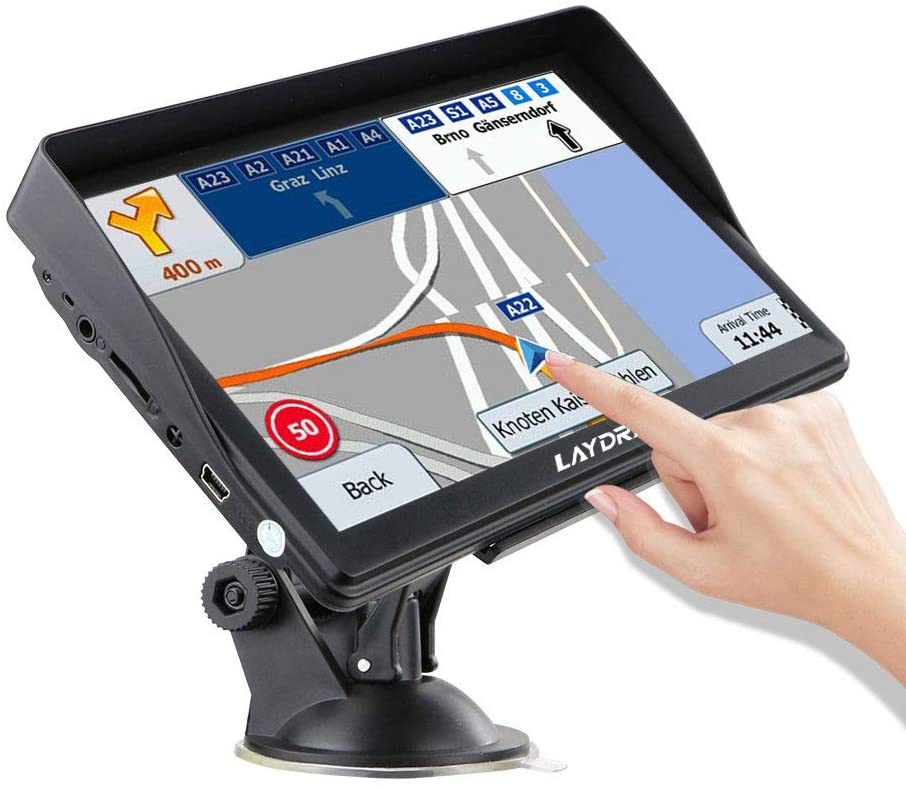 LAYDRAN Sistema de navegación GPS para camión, portátil, satélite, de 7 pulgadas, con cámara de velocidad y pantalla táctil
